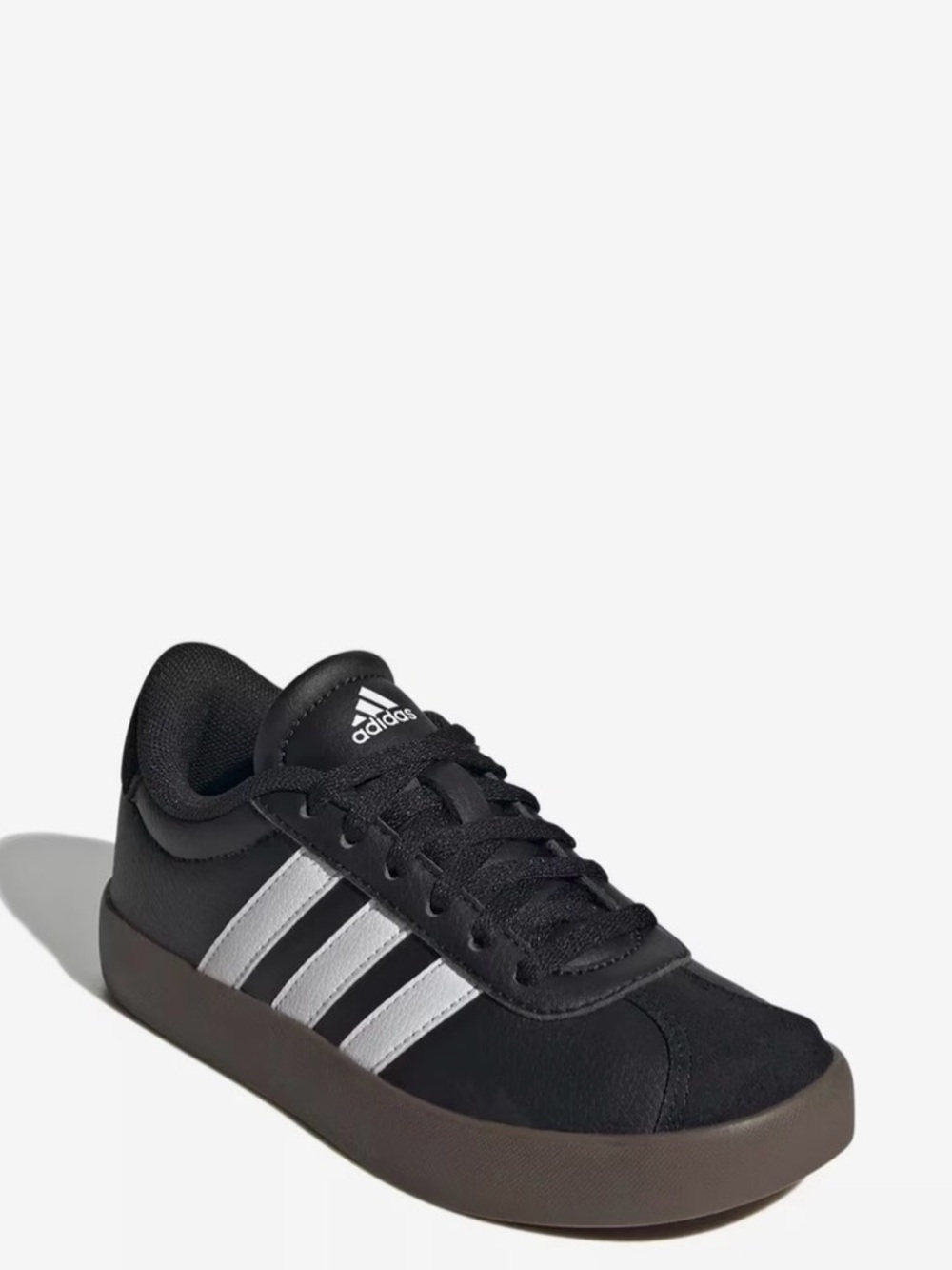 adidas Black Sneakers with White Stripes and Gum Sole